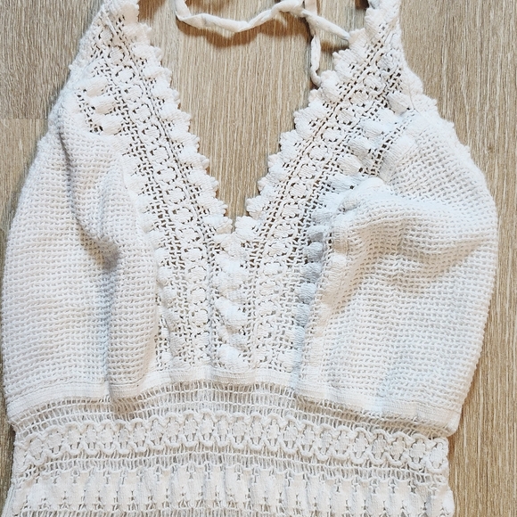 Seaspice Peruvian cotton white cover up tunic dress size S Bohemian Beach - Picture 4 of 9